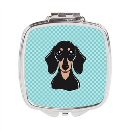 Carolines Treasures Carolines Treasures BB1153SCM Checkerboard Blue Smooth Black And Tan Dachshund Compact Mirror; 2.75 x 3 x .3 In. BB1153SCM
